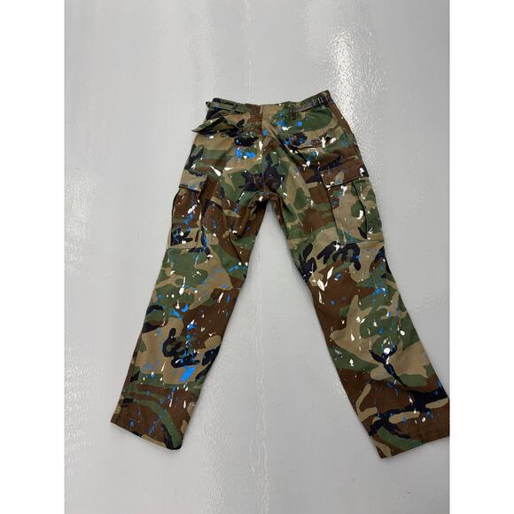 Vintage Camo Pants 31x32 Reworked Paint Splatter Blue White Glitter - Picture 3 of 7